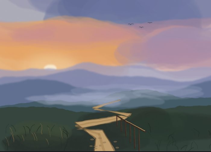 Looking back at the trail